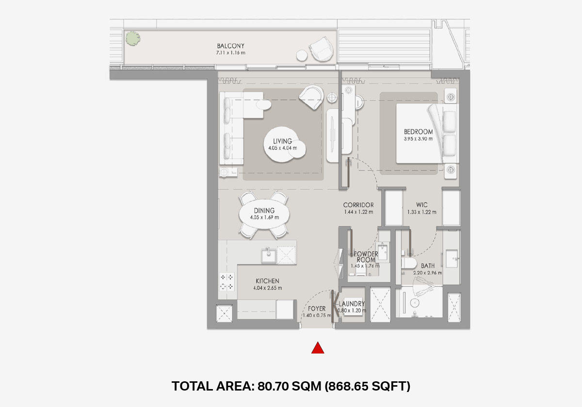 City Walk Crestlane Dubai 1 bedroom apartment floor plan layout