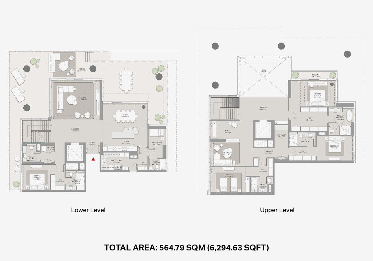 City Walk Crestlane 4 BR Duplex apartment layout with balcony Dubai